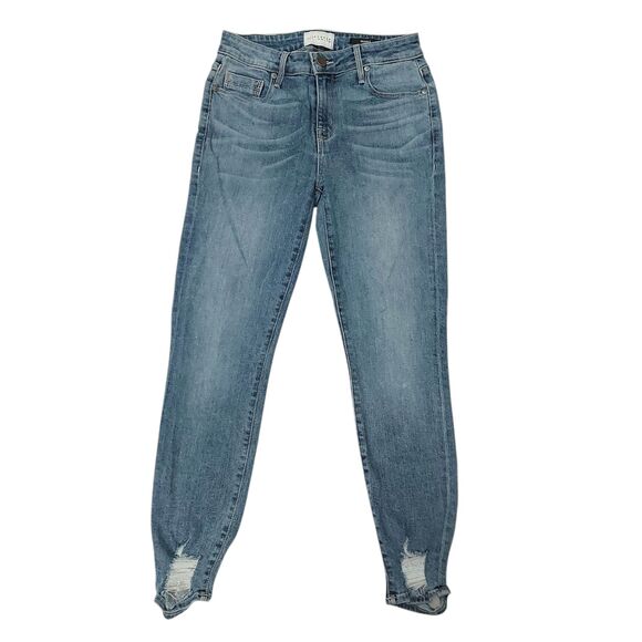 Parker Smith Skinny Jeans Womens 26 Blue Mid Rise Light Wash Distressed Stretch - Picture 1 of 12